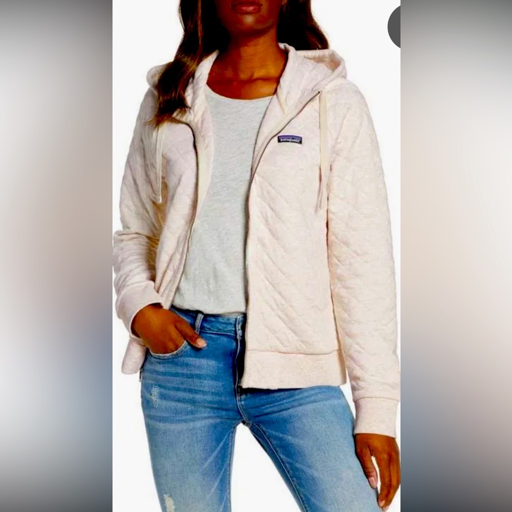Patagonia Organic cotton quilted cream hoodie zip large